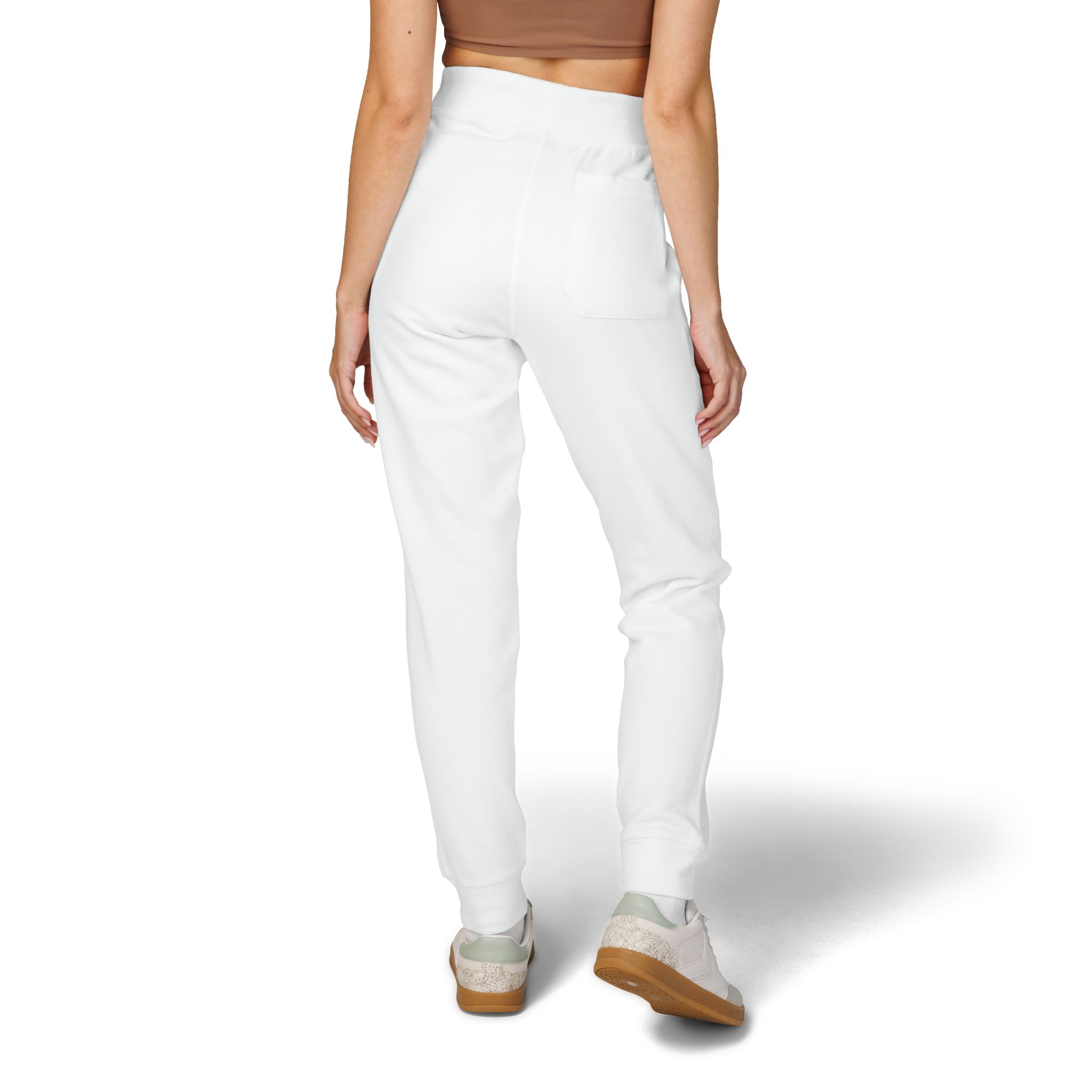 Embroidered Fleece Sweatpants — Minimal White Joggers - Image 2